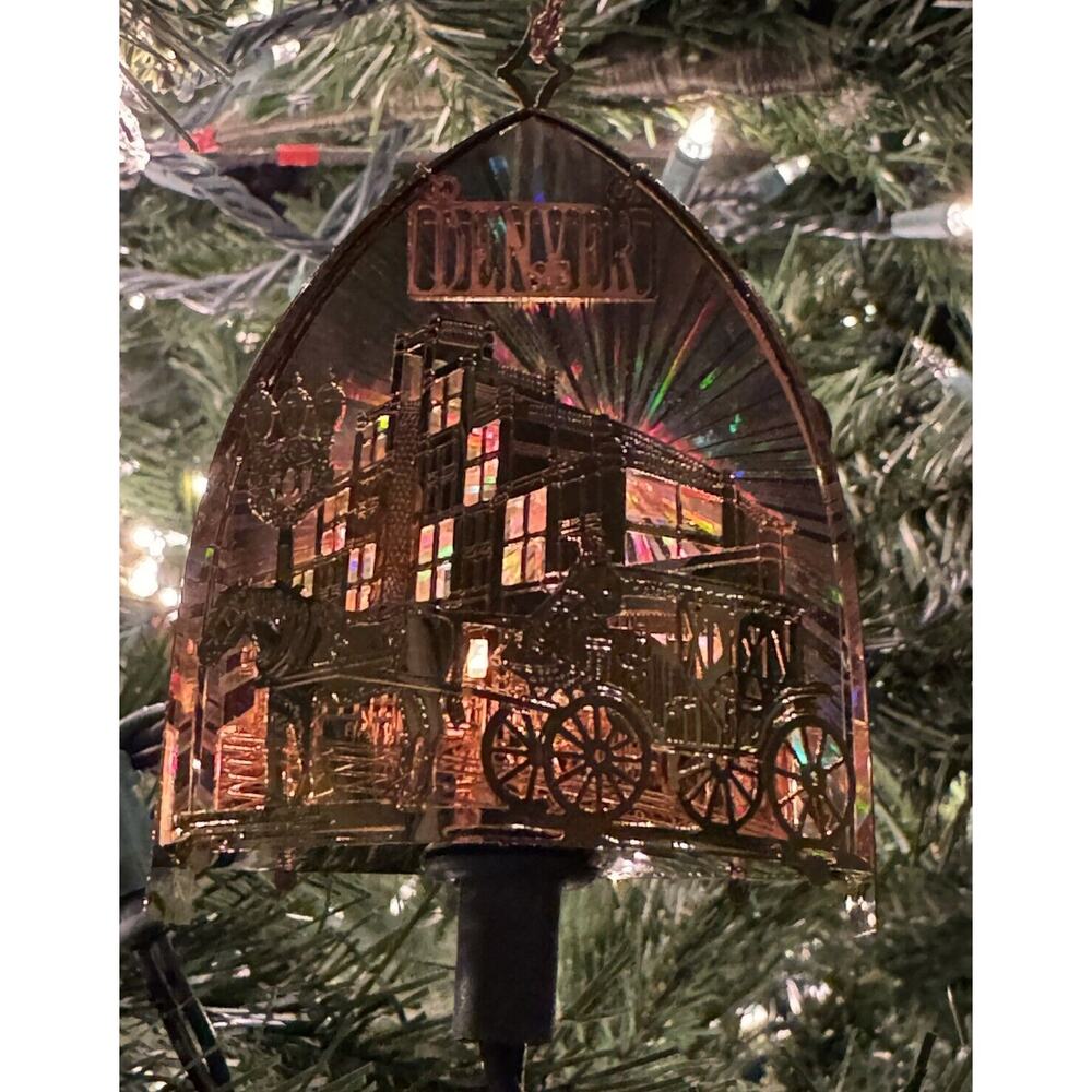 Joslins Christmas Ornament VTG 1996 Denver Skyline 24k Gold Finish‎ Lights Up CO